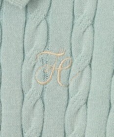 Feroux 胸元刺繍ケーブルポロ ニット