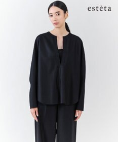 23区 【エステータ】ウールツイルジャージー スリットネック ブラウス