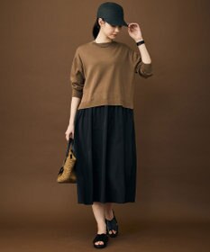 自由区 L 【人気異素材コンビの最新作・前後着用可】タフタコンビ ワンピース