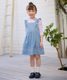 ANY KIDS シアー ギンガム 七分袖 Tシャツ