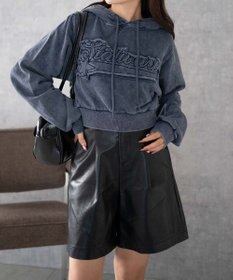 WEGO ロゴアシッドウォッシュパーカー