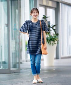 Tiaclasse 【洗える】ランダムボーダーチュニックブラウス