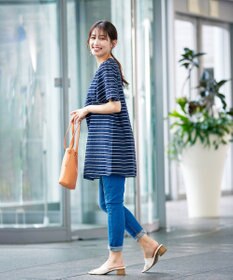 Tiaclasse 【洗える】ランダムボーダーチュニックブラウス