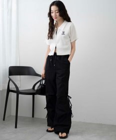 WEGO 【ウエストゴム】サイドリボンパラシュートパンツ