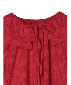 Green Parks シアージャガード花柄フリルブラウス