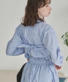 WEGO 【ANGIE VINTAGE】スカーフ付きオーバーサイズストライプシャツ