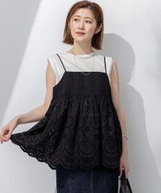 23区 L 【洗える】コットンエンブロイダリー キャミソール