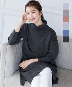 Tiaclasse 【洗える】華のあるニットタートルワンピース