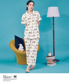 WACOAL PEANUTS パジャマ 5分袖 半袖 8分丈 綿100%(本体) スヌーピー レディース FDT167 /ワコール