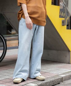WEGO 【ユニセックス着用ITEM/SMLサイズ展開】デニムルーズフレアパンツ