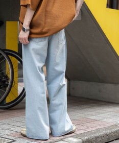 WEGO 【ユニセックス着用ITEM/SMLサイズ展開】デニムルーズフレアパンツ