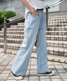 WEGO 【ユニセックス着用ITEM/SMLサイズ展開】デニムルーズフレアパンツ