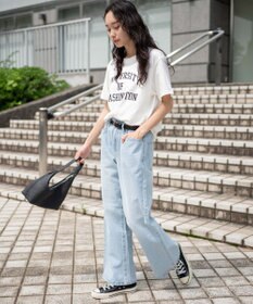 WEGO 【ユニセックス着用ITEM/SMLサイズ展開】デニムルーズフレアパンツ