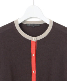 23区 L 【洗える】サステナブルウール バイカラー カーディガン