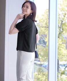 Tiaclasse L 【洗える】シアーチェック柄パフスリーブブラウス