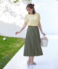 Tiaclasse L 【洗える】シアーチェック柄パフスリーブブラウス