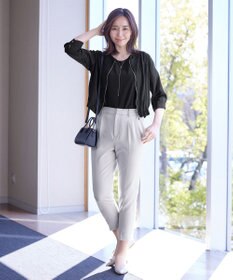 Tiaclasse L 【洗える】シアーチェック柄パフスリーブブラウス