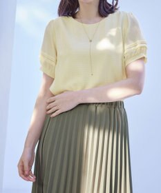 Tiaclasse L 【洗える】シアーチェック柄パフスリーブブラウス