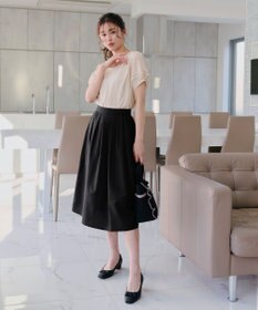 Tiaclasse L 【洗える】シアーチェック柄パフスリーブブラウス