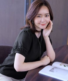 Tiaclasse L 【洗える】シアーチェック柄パフスリーブブラウス