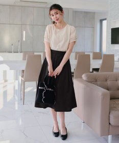 Tiaclasse L 【洗える】シアーチェック柄パフスリーブブラウス