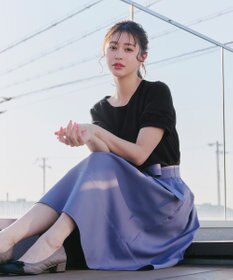 Tiaclasse L 【洗える】シアーチェック柄パフスリーブブラウス