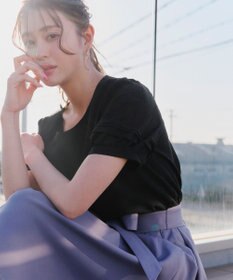 Tiaclasse L 【洗える】シアーチェック柄パフスリーブブラウス