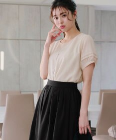 Tiaclasse L 【洗える】シアーチェック柄パフスリーブブラウス