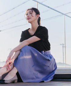 Tiaclasse L 【洗える】シアーチェック柄パフスリーブブラウス