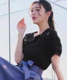 Tiaclasse L 【洗える】シアーチェック柄パフスリーブブラウス