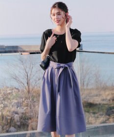 Tiaclasse L 【洗える】シアーチェック柄パフスリーブブラウス