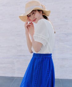 Tiaclasse L 【洗える】シアーチェック柄パフスリーブブラウス