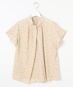 自由区 L 【洗える】ブラッシュドシャドープリント ブラウス