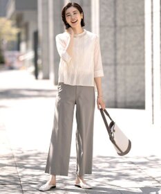 J.PRESS LADIES 【洗える】シアーピンストライプ ブラウスライク カットソー