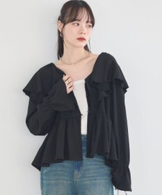 earth music&ecology 【予約】ラッフルカラーカットブラウス