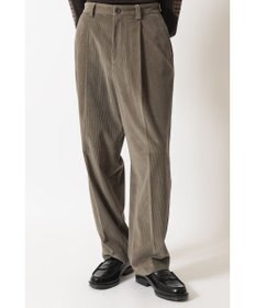 DAKS ソフトコーデュロイ ワイドレッグ ディーププリーツパンツ
