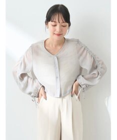 earth music&ecology キラキラシアーギャザーシャツ