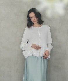 YECCA VECCA パール釦ラッフルカーディガン