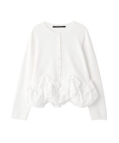 YECCA VECCA パール釦ラッフルカーディガン