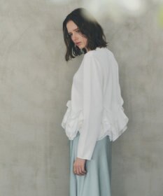 YECCA VECCA パール釦ラッフルカーディガン