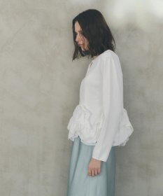 YECCA VECCA パール釦ラッフルカーディガン