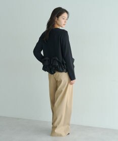 YECCA VECCA パール釦ラッフルカーディガン