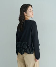 YECCA VECCA パール釦ラッフルカーディガン