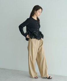 YECCA VECCA パール釦ラッフルカーディガン