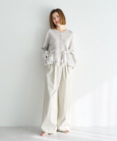 YECCA VECCA パール釦ラッフルカーディガン