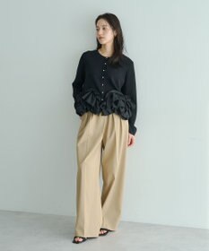 YECCA VECCA パール釦ラッフルカーディガン