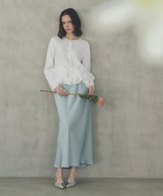 YECCA VECCA パール釦ラッフルカーディガン