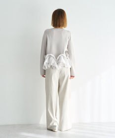 YECCA VECCA パール釦ラッフルカーディガン