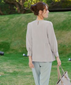 Tiaclasse 【ダブルクロス】パフスリーブペプラムチュニックブラウス