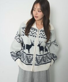 WEGO 雪柄ダブルジップニット